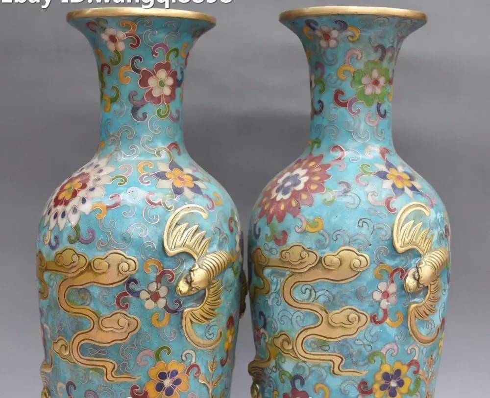 Cloisonne Эмаль позолоченный Пион цветок Летучая мышь летучие мыши Животное Цветок