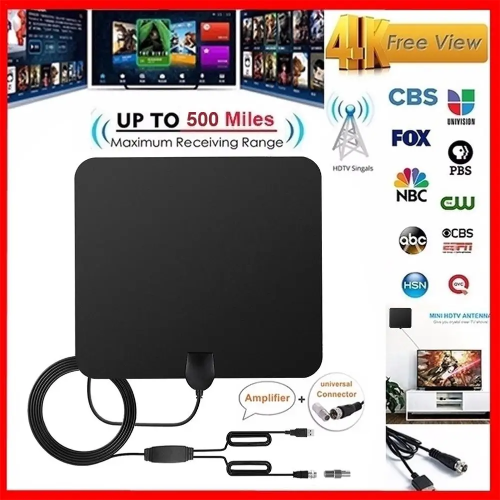 500 миля HDTV цифровая ТВ антенна ATSC HD для помещений UHF/VHF/1080 p 4K усилитель активного