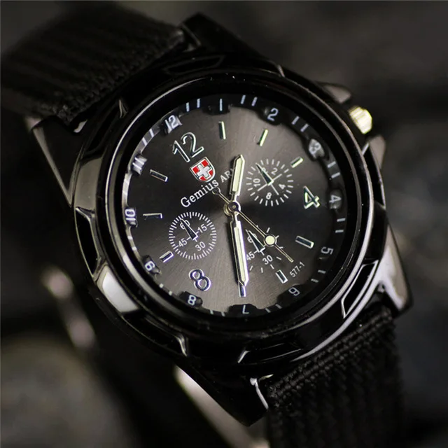 Мужские повседневные кварцевые часы Новый известный бренд военный холщовый ремешок армейский солдат мужские спортивные часы мужские часы