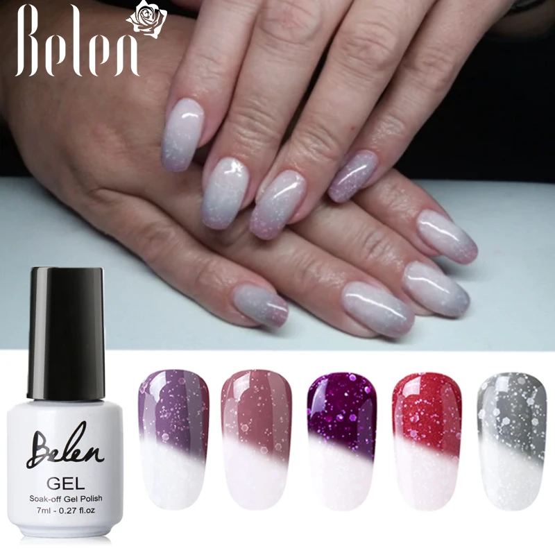 

Belen Snowflake Color Change UV Nail Gel Polish 7ML LED Lamp Varnish Semi Permanent Soak Off 30 Colors Stamping Enamel