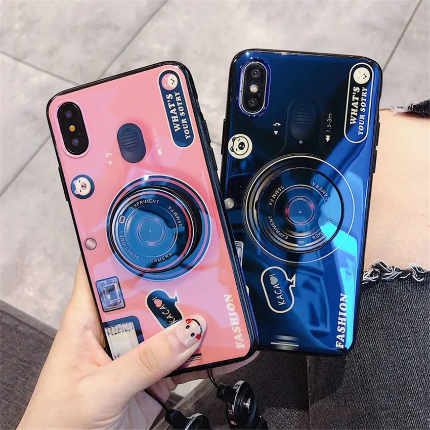 

Retro Camera Cases For redmi 6 5 plus 4x Case 3D Grip Stand Holder Soft Phone Cover For Redmi note4x note6
