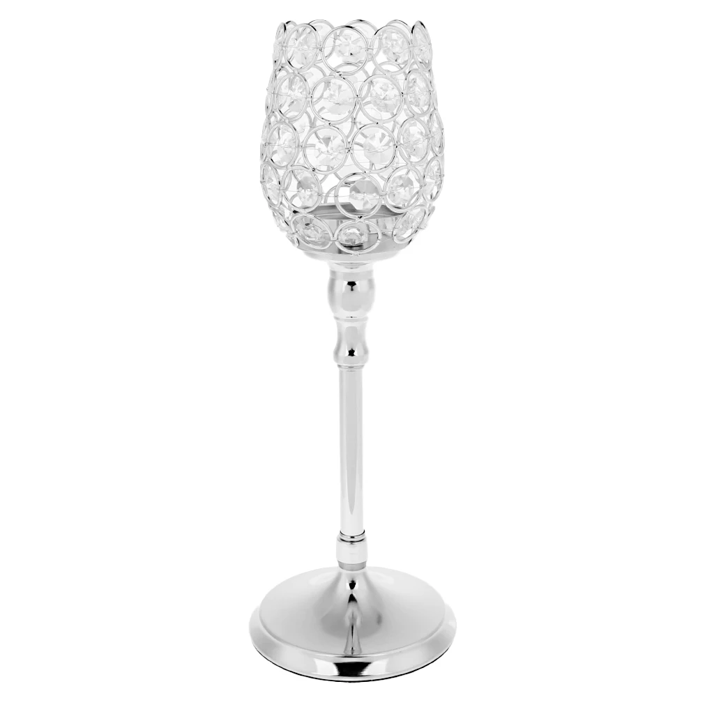 MagiDeal Crystal Tea Light Candleholder Bowl Wedding Window Top 27cm/33cm/38cm for Wedding Holidays Decor