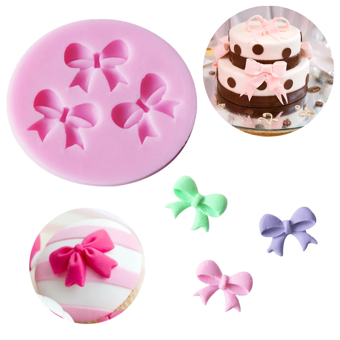 

Bowknots Flower Silicone Fondant Mold Cake Decorating Tool Chocolate Soap Mold Cake Stencils Baking Accessories Kitchen Pastry