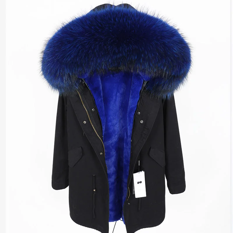 MAOMAOKONG2019 новое пальто с воротником из натурального меха енота женская одежда длинное толстое теплое пальто женское зимнее пальто парки - Цвет: 7
