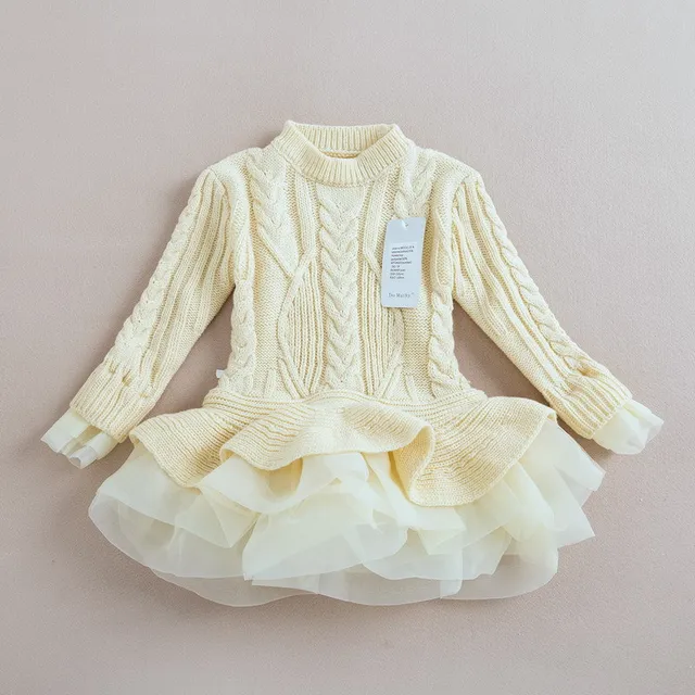 Brand Kids Girls Knitted Sweater Dresses Princess Pullovers sweaters