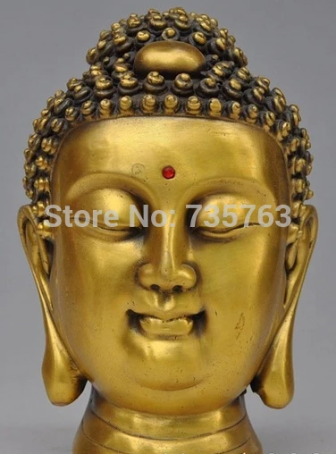 

xiuli 001887 7.1" Old china Tibetan Buddhism Temple Bronze Shakyamuni Buddha Head bust Statue