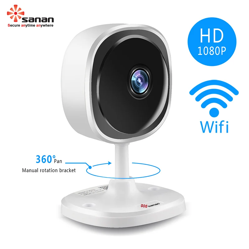 

Sanan 1080P Fisheye IP Camera Wifi Mini Wireless Home Security Camera Night Vision Panoramic Camera Indoor 180 Degree