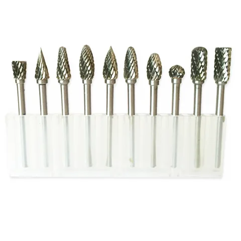 Conjuntos de Mini Brocas de Diamante Material de Tungstênio Carboneto de Tungstênio Aço de Tungstênio Moagem Cabeça Broca Rebarbas Dremel Acessórios 10 Pcs