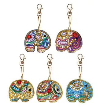 

4/5Pcs DIY Full Drill Special Shaped Diamond Painting Elephant Keychain Embroidery Diamond Craft Gifts