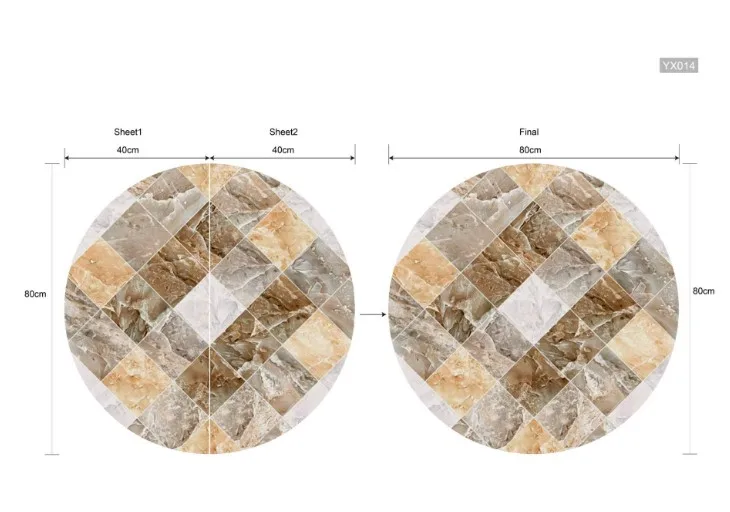 Новая плитка текстура 80 см круглый стол защитная пленка восстановленная наклейка гостиная спальня водонепроницаемый деревянный пол наклейка - Цвет: 80cm round