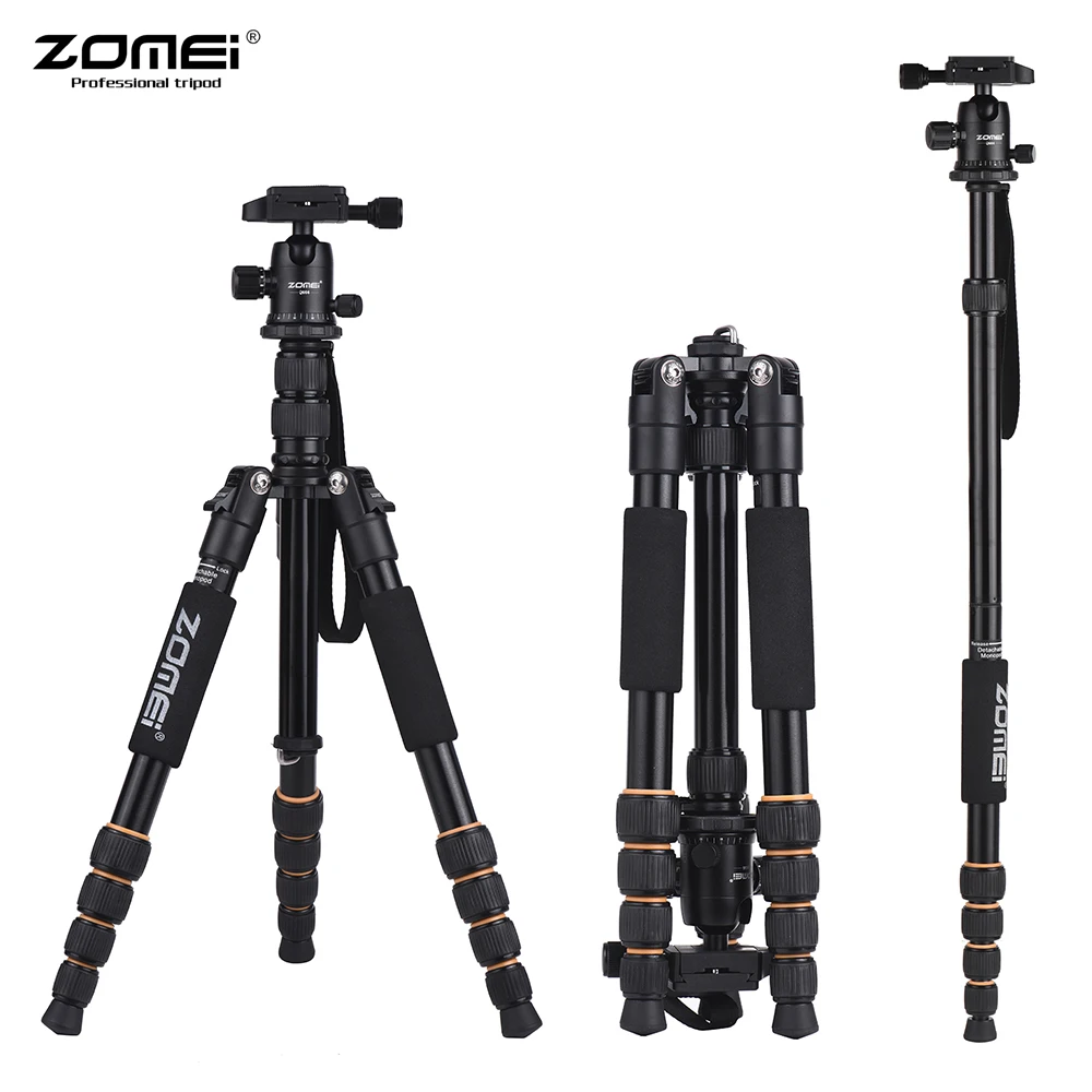 Штатив ZOMEI Q100 Q111 Q555 Q666 Q666C для путешествий, портативный штатив для камеры Canon, Nikon, sony, DSLR, профессиональный штатив для камеры