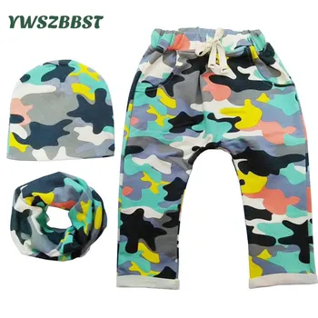 

3pcs/set,Baby Hat+Scarf Ring+Baby Pants with Camo Print,Cotton Children Hat Scarf Collars Spring Autumn Baby Clothes Accessory