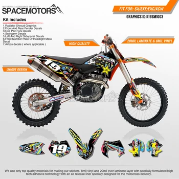 

MotoSpace Customized Team Graphics Backgrounds Decals 3M Custom Stickers For KTM SX SXF XCF 2007-2010 EXC EXCF XCW 2008-2011 003