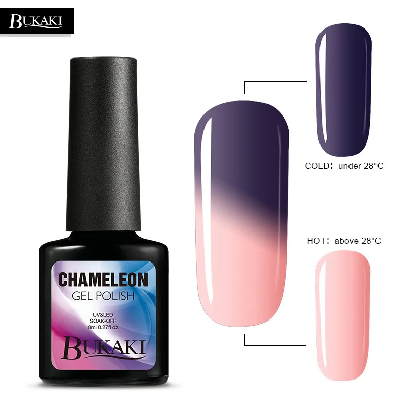 

BUKAKI Mood Change Chameleon Gel Nail Varnish Long Lasting Temperature Change UV Gel Nail Polish Glitter Gel Lacquer
