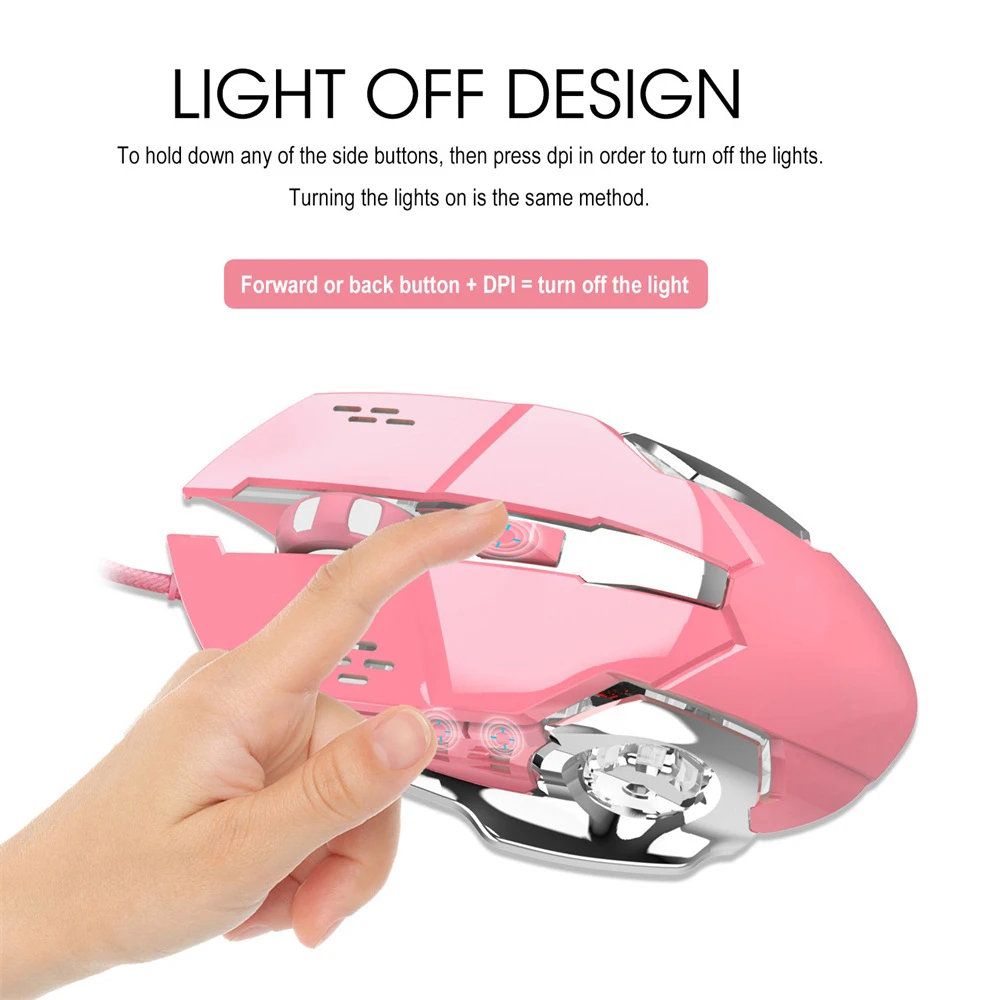 VicTsing Q123 Professional Wired Gaming Mouse 6 Button 3200 DPI LED Optical USB Computer Mouse Gamer Mice Game Pink Mouse For PC (4)