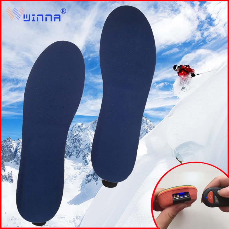 

2300mAh Velvet Heated Thermal Insoles with Remote Control Unisex Thermostatic Heating Shoe Pads for Skiing Camping Hiking Riding