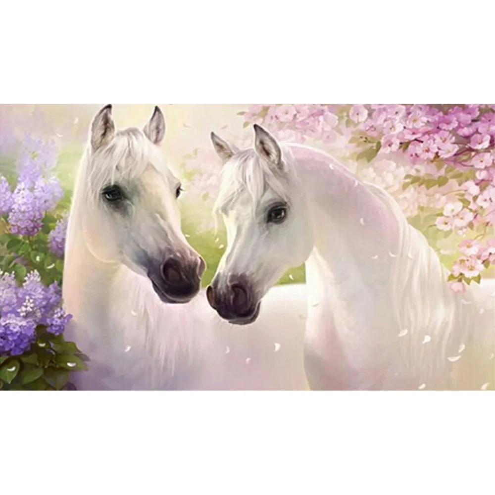 Diamond Embroidery Full Gear Animals Beautiful White Horse 5D DIY