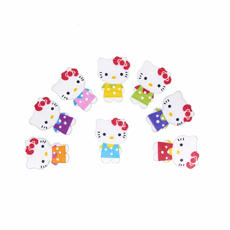 30PCs Wood Sewing Button Scrapbooking Hello Kitty Mixed
