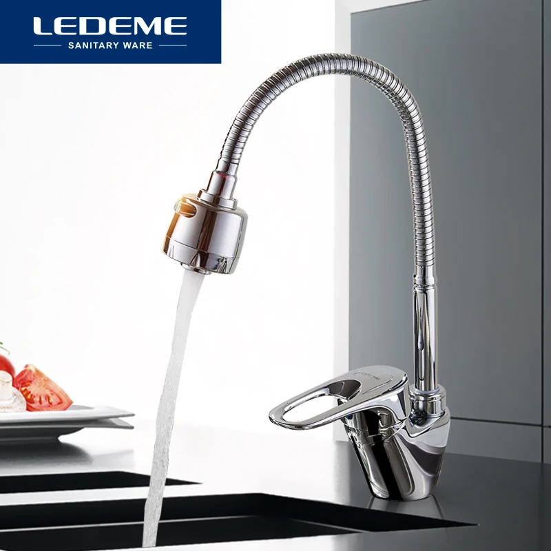 LEDEME Смеситель для кухни с губким изливом латунь Цвет: хром  L4304|griferia de cocina|kitchen