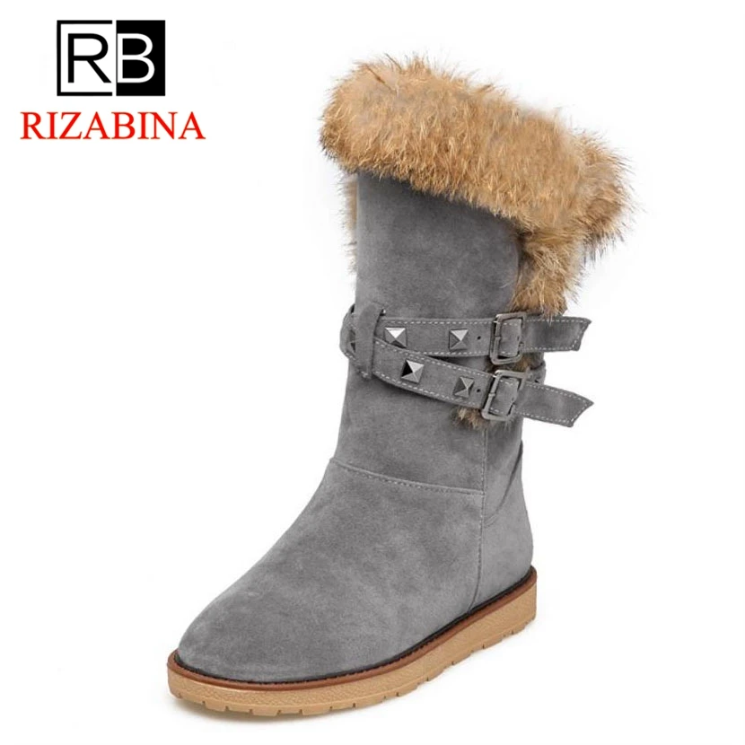 RizaBina/женские зимние ботинки однотонные теплые до середины икры на меху с