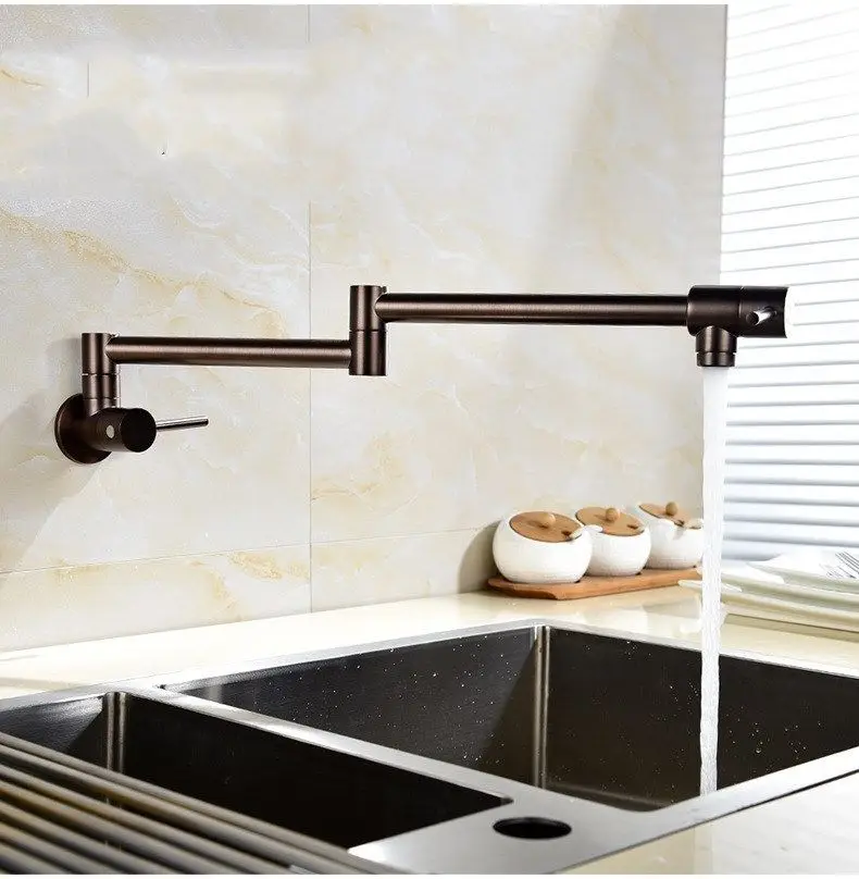 

Wall Mounted Brass single cold Water Pot Filler faucet tap ORB color Double Joint Spout Wall Mounted Kitchen Faucet