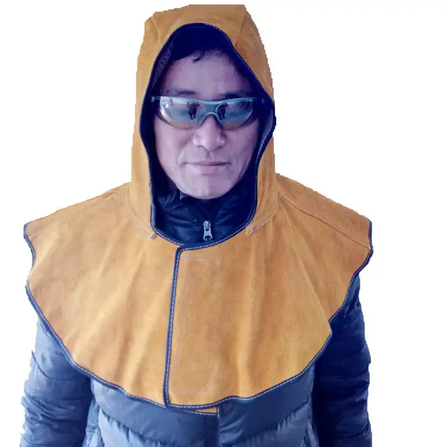 LanLan Leather Wear Resistant Welding Helmet Heat Insulation Tippet for Argon Arc Welding Working Hat