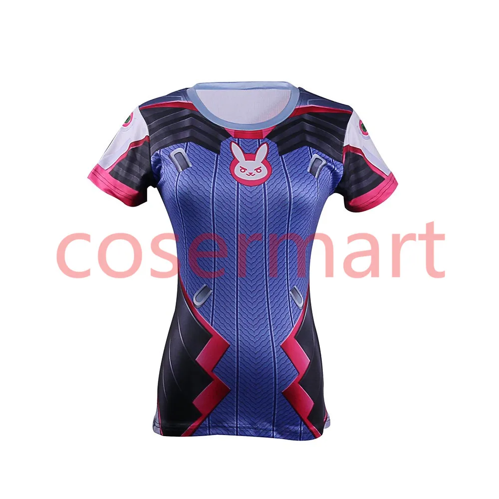 Cos D.va Hot Game OW T-shirts Cosplay Dva Tee Short Sleeve Woman Adult 3D Print Halloween Party Prop (2)