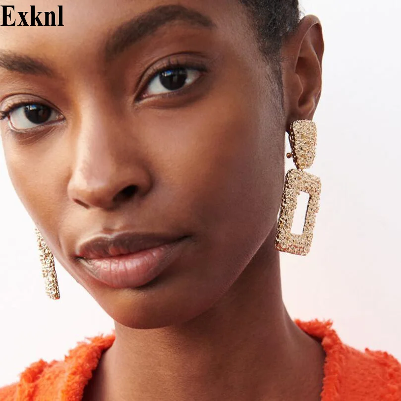

Exknl Bohemian Drop Earrings Gold Silver Color Long Dangle Earrings Fashion Jewelry Statement 2019 Vintage Earrings For Women