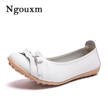 Ngouxm/ женские балетки на плоской подошве, лоферы из натуральной кожи, женская повседневная обувь без шнуровки, плиссированная обувь на плоской подошве, женская обувь для женщин