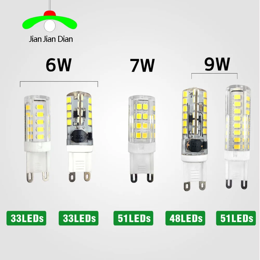 10pcs G9 LED lamp 6W 7W 9W LED Lamp G9 SMD 2835 AC110 240V LED light