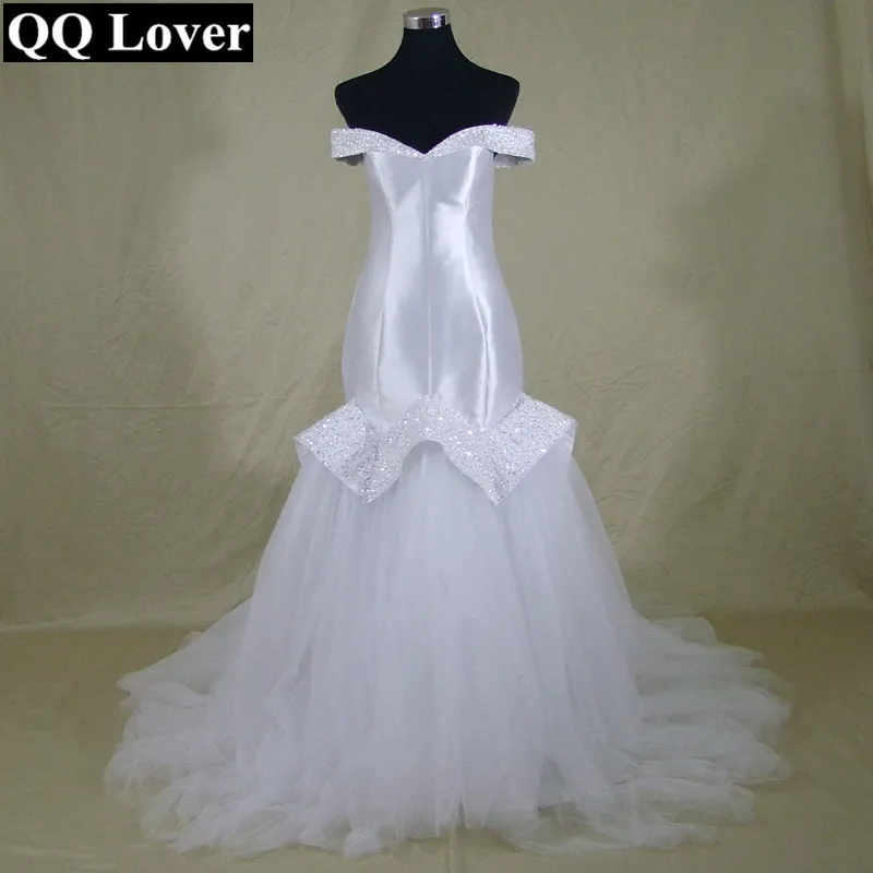 

QQ Lover 2019 New Sexy Tassel Mermaid Wedding Dresses Court Train Vestido De Novia