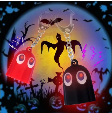 

FREE SHIPPING BY DHL 200pcs/lot 2015 Plastic LED Ghost Shaped Keychains with Sound Novelty Children Toy Keyrings