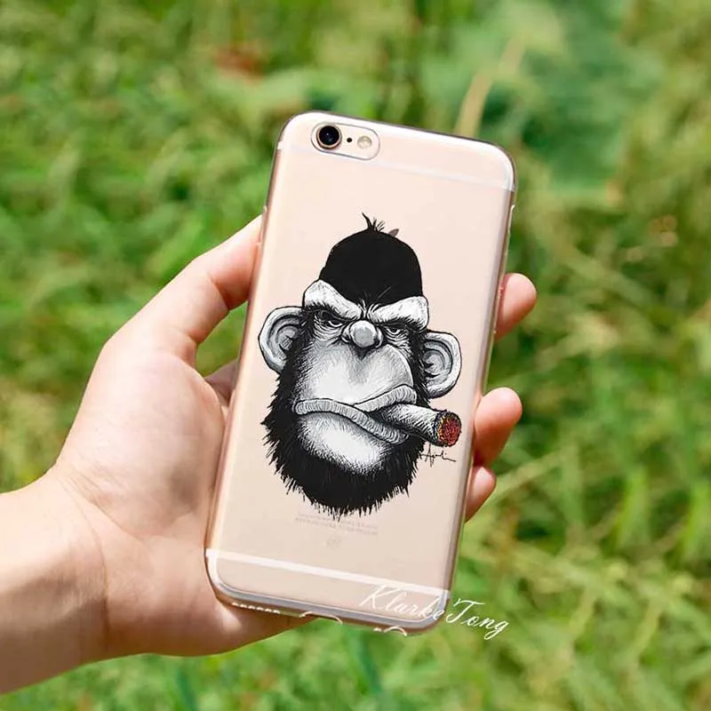 Gorilla Funny Smoke Monkey Swag Back Cover Phone Case for iPhone 8 X 6