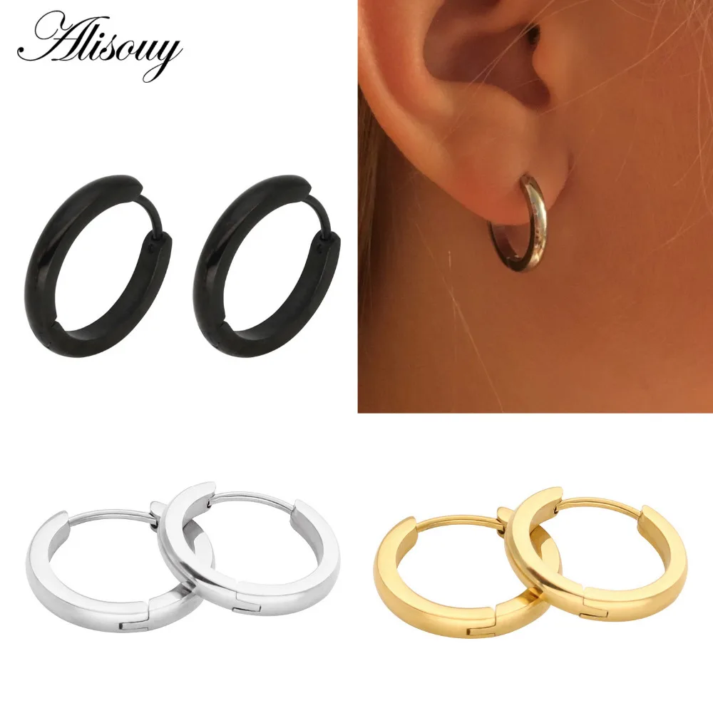 Small Hoop Earrings Women Circle Earrings Men High Polish Stainless