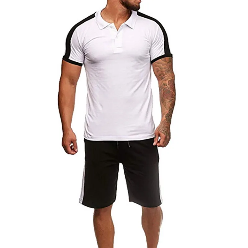 

LASPERAL 2019 Two Pieces Set Men Casual Short Sleeve T-Shirt Shorts Men's Tracksuits Summer Sportswear Fitness Tops Short Pants