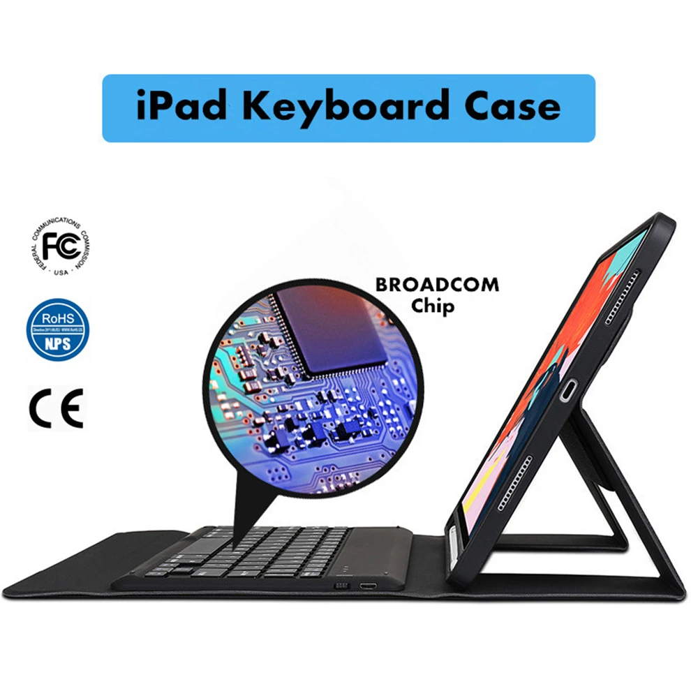 

New Bluetooth Keyboard Case Filp Cover For Apple iPad 5th 6th Air 9.7 2013 2014 Pro 10.5 11.0 12.9 2016 2017 2018 FCC RoHS CE