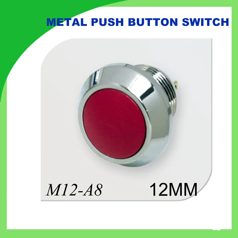 

12mm metal push button switch waterfroof 1NO momentary flat PA66 button 1PCS