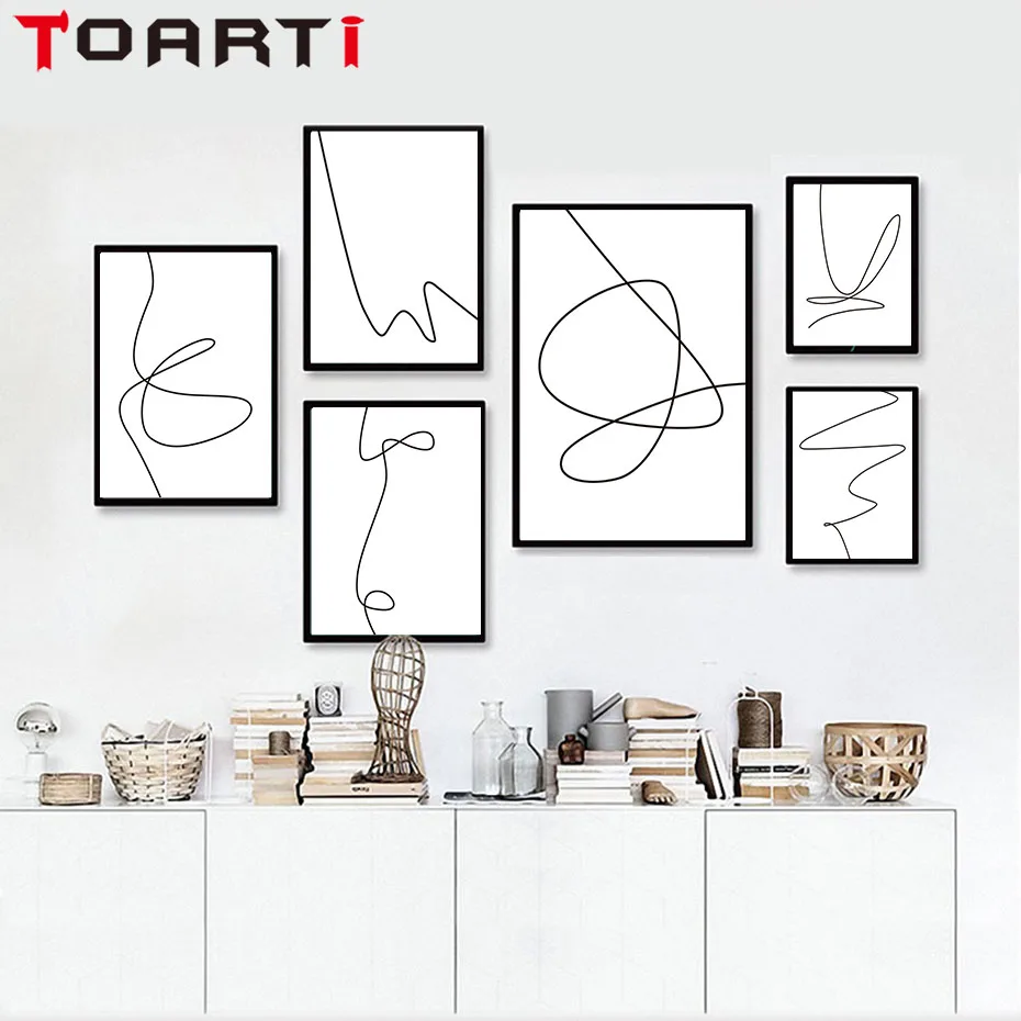 

Modern Home Decor Wall Art Murals Line Drawing Minimalist Canvas Painting Poster& Art Print Modular Wall Picture For Living Room