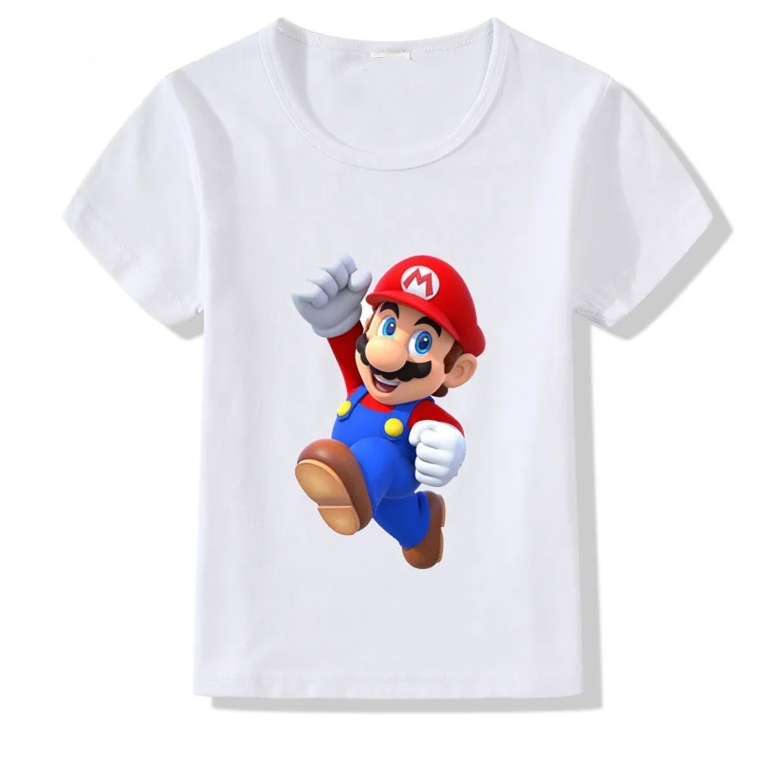 Летняя детская футболка для мальчиков и девочек с изображением Марио белая рубашка детский костюм топы с короткими рукавами для мальчиков и девочек унисекс - Цвет: C16