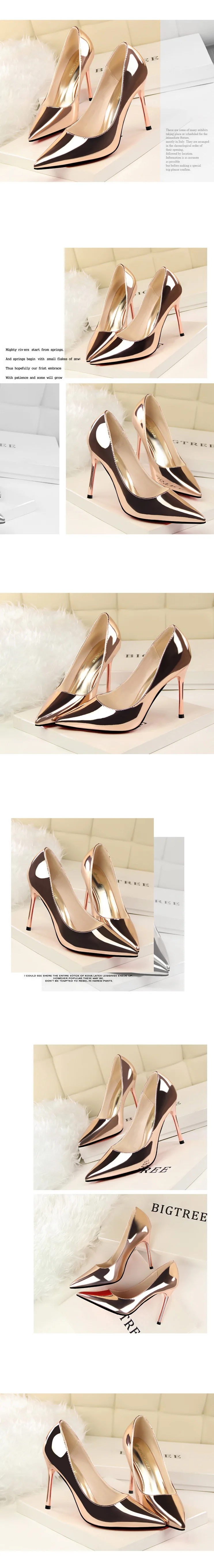 Женские туфли-лодочки на высоком каблуке-шпильке; женские неглубокие свадебные туфли из лакированной кожи; модная обувь размера плюс; Chaussure Femme