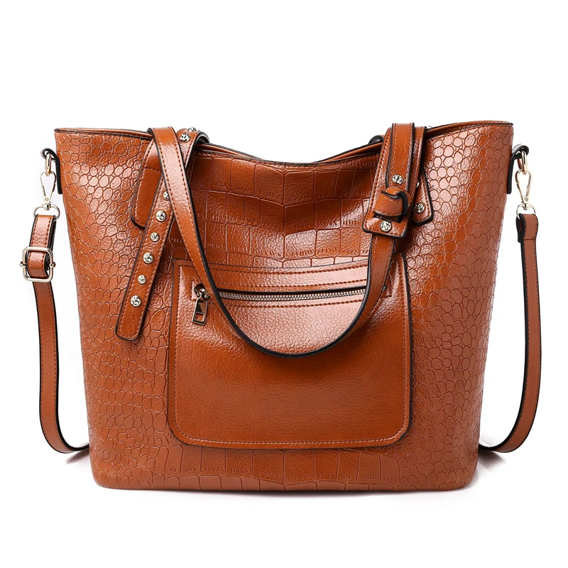 cachi Capacità Donne Coccodrillo borgogna Del Nero Spalla Il 2019 Le grigio Qualità Borse Di Chiaro A Tracolla Grande Bolsa Lusso Alta Pelle In Per Sacchetto Sac marrone Tote Progettista Feminina ATq6Fwp