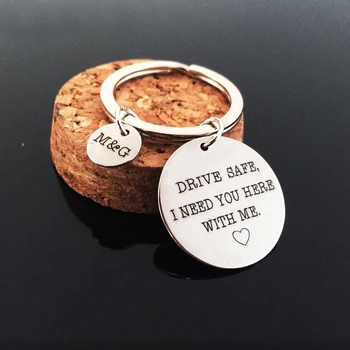 

Name Custom EngravedDrive Safe I need You Here With Me Key Chains Gifts For Couples Lover's Family Keyring Driver Keys Holder