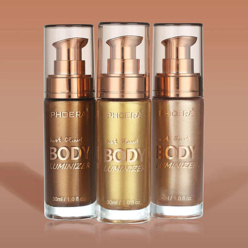 PHOERA Body Luminizer Highlighter Liquid Bronzers Illuminator Contouring Shimmer Copper Color Face Makeup Spray Glow Highlight