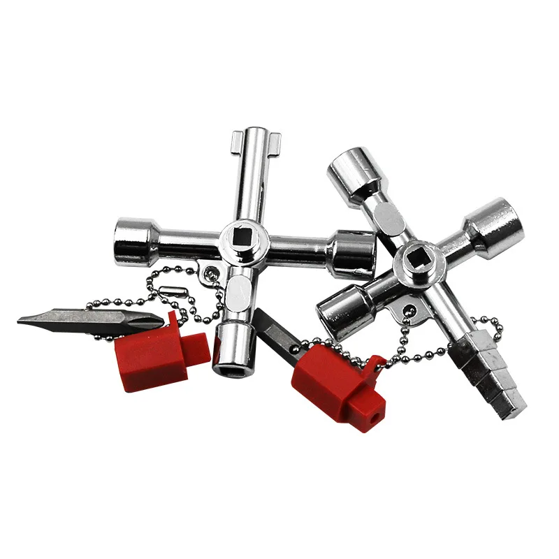 Multi-function Universal Square Triangle Key Wrench Valve Electric Meter Cabinet Elevator Door Cross Ratchet Switch Wrench