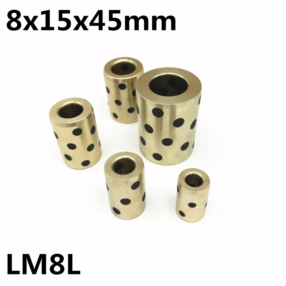 8x15x45 mm linear graphite copper set bearing copper bushing oil self-lubricating bearing JDB for shaft 8mm LM8LUU LM8L