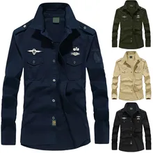 Мужские рубашки на осень и зиму, мужские рубашки на каждый день в стиле милитари, облегающие рубашки с длинным рукавом и пуговицами, Прямая поставка 0727