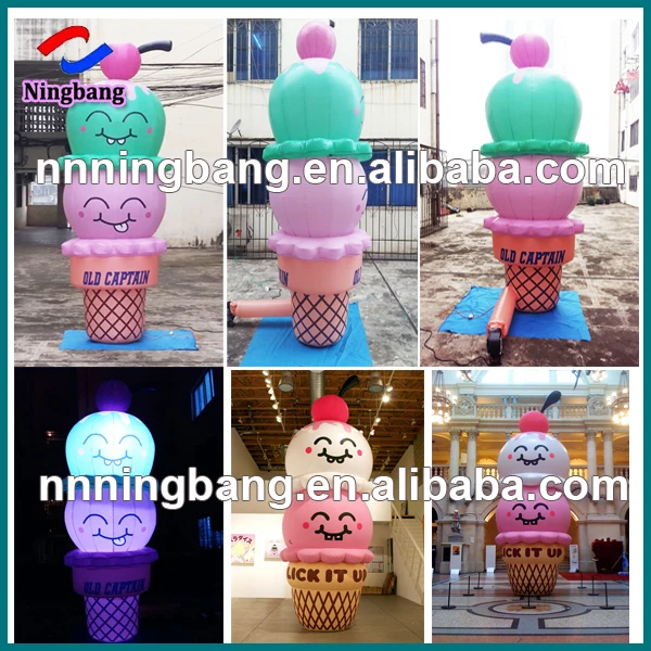 

Free shipping 4m(13.3 feet) inflatable ice cream cone with led light for advertising