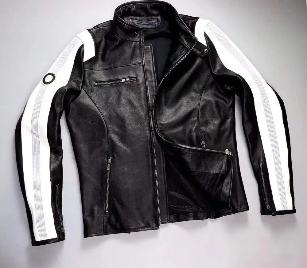 

Motorcycle Dirt Bike Jackets For BMW Club Leather Jacket With Protection Motorcycle Motorbike Racing Black/White
