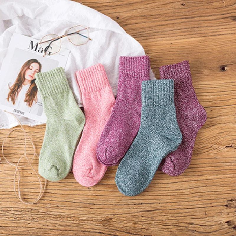 1 пара кавайных носков Harajuku женские хлопковые теплые шерстяные зимние осенние носки плотные домашние носки Calcetines Skarpetki Damskie W0047