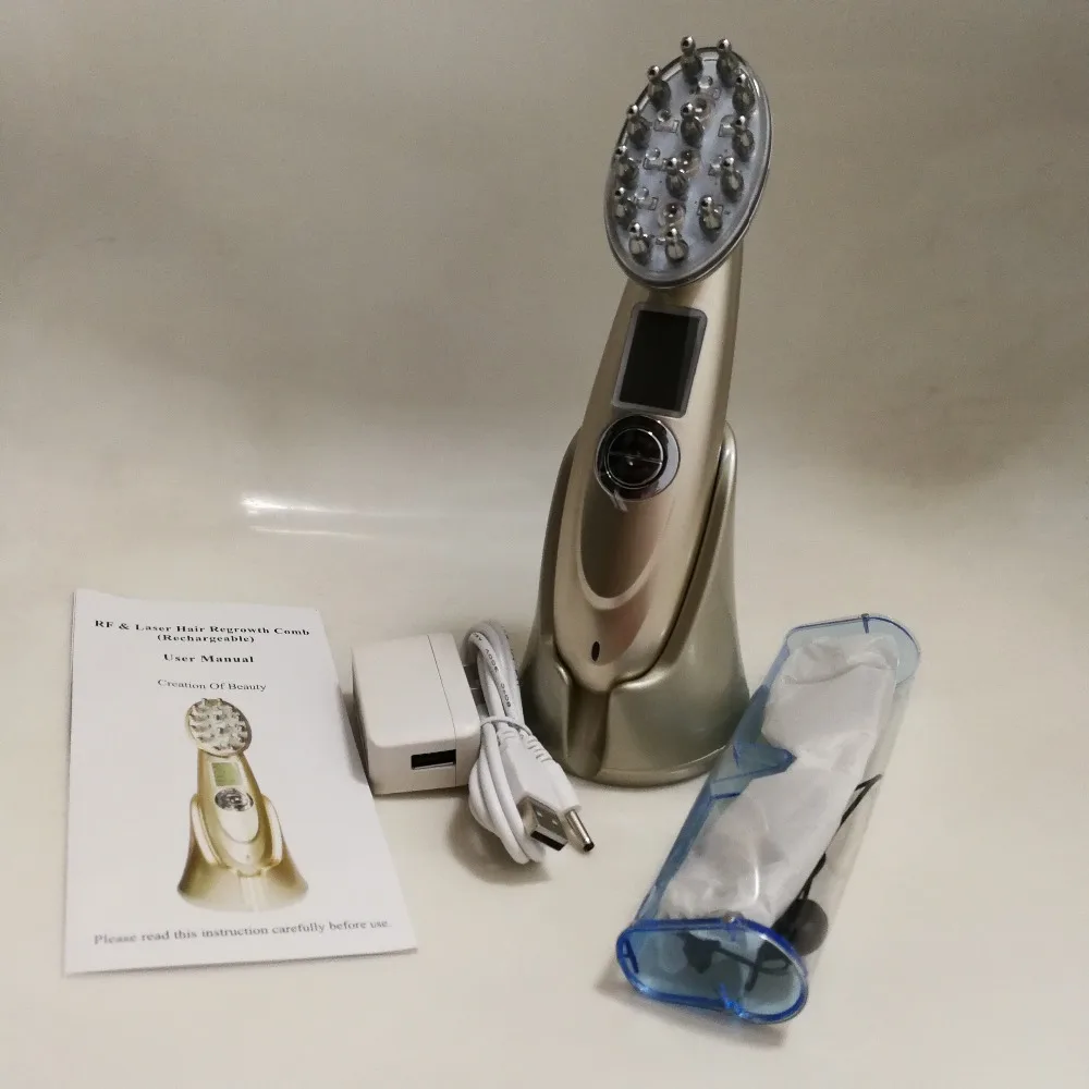 Fast Laser Anti Hair Loss Comb Hair Grow Brush Growth Treatment Regrowth RF EMS Nurse LED Photon Massage Health Care 4 IN 1 2017 laser comb treatment fast activate hair follicles hair regrowth micro current scalp massage instrument for thinning hair